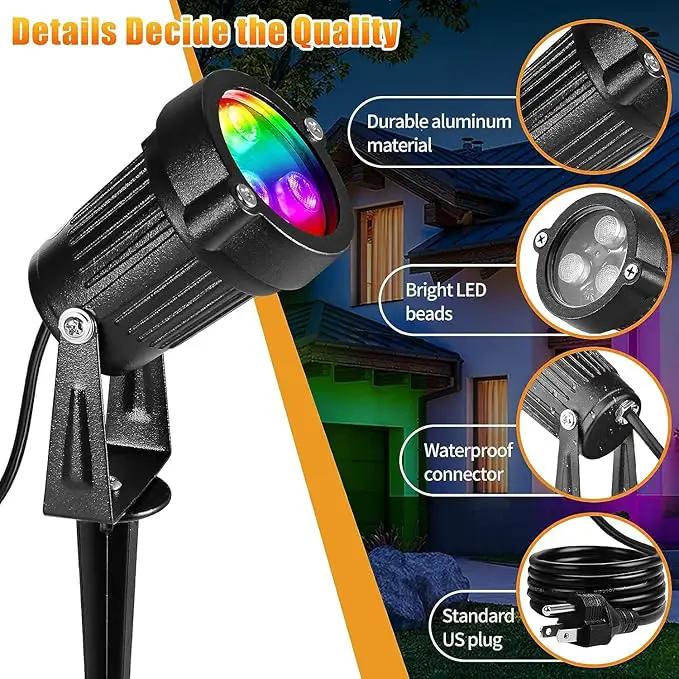 OurLeeme Lawn Flood Light Stake, 2-in-1 Waterproof Outdoor Remote Control Landscape Lighting Spotlight Wall Light for Yard Garden Driveway Pathway Pool by GreenHaven Gardens