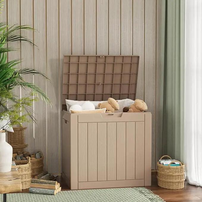 36 Gallon Outdoor Deck Box,Storage Lockable Waterproof Patio Furniture,Garden Tools,Cushions,Pool Accessories Outside Storage Resin Box(Grey) by GreenHaven Gardens