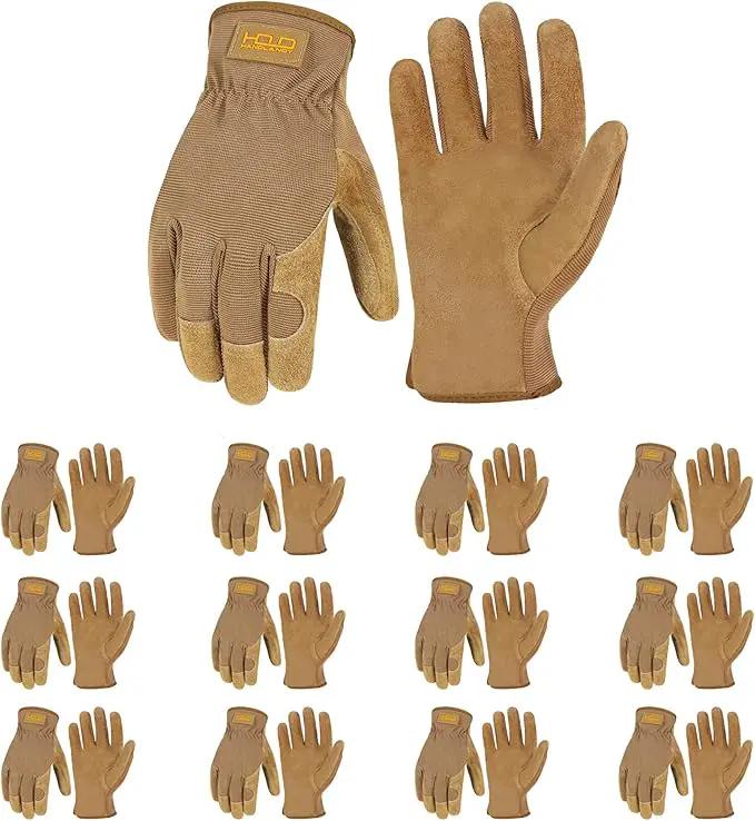 HANDLANDY Leather Work Gloves for Men & Women, Reinforced Durable Garden Gloves, Cowhide Working Glove for Gardening by GreenHaven Gardens
