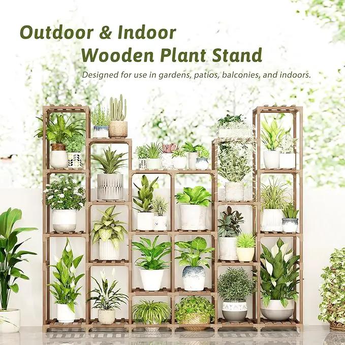 22 Tiers Plant Shelf for Plants Large Indoor Plant Stand Plant Rack Extra Large Wood Plant Stands for Hanging Plant Holder for Patio Balcony Garden by GreenHaven Gardens