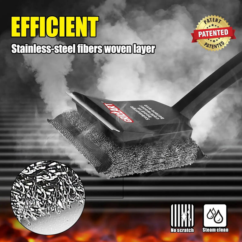 GRILLART SteamWizards Grill Brush Bristle Free, Safe BBQ Grill Brush for Outdoor Grill, Flat Top Grill Cleaner with Replaceable Head, Suitable for All Grates, Griddle Accessories, Dishwasher Safe by GreenHaven Gardens