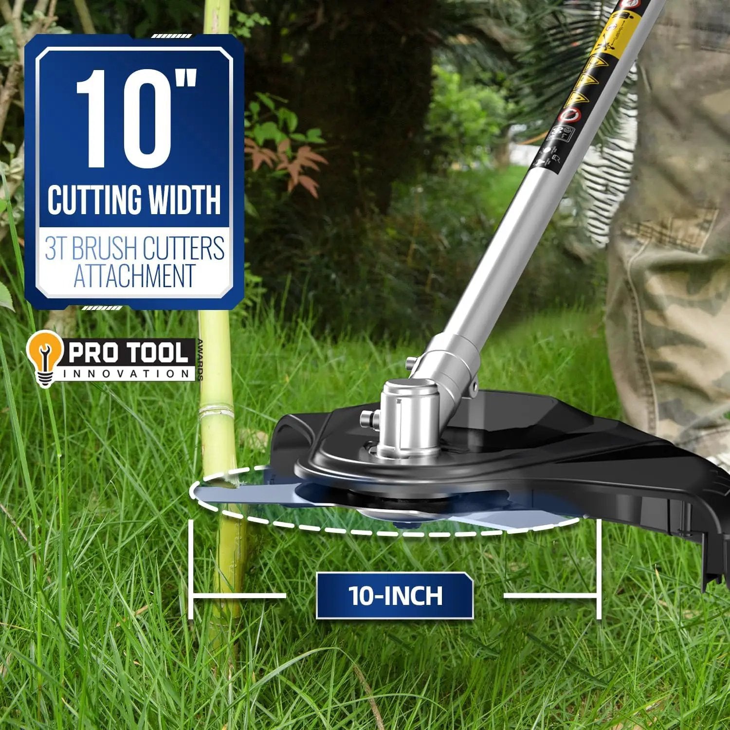 Wild Badger Power 40V Cordless Weed Wacker, String Trimmer/Edger, Hedge Trimmer and Brush Cutter Blade, Pole Saw, Attachment Capable 4-in-1 Multi-Tool Kit with 2 * 20V 4Ah Battery and 1 Charger, Blue by GreenHaven Gardens