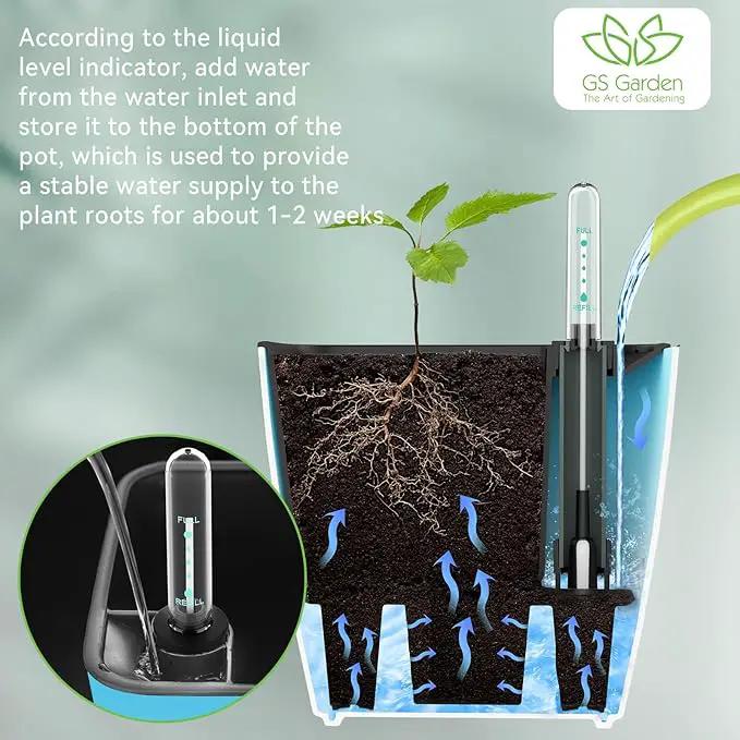 Self Watering Planters for Indoor Plants : 5 inch 3 Pack Gradient Blue Planter with Water Level Indicator African Violet Self Watering Flower Pot for Herb pots House Plant by GreenHaven Gardens