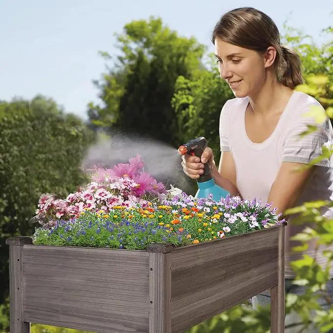 LZRS Raised Garden Bed Outdoor Planter Box with Legs for Herbs, Vegetables, Flowers, Great for Outdoor Patio, Yard and Deck, 220lb Capacity, Grey by GreenHaven Gardens