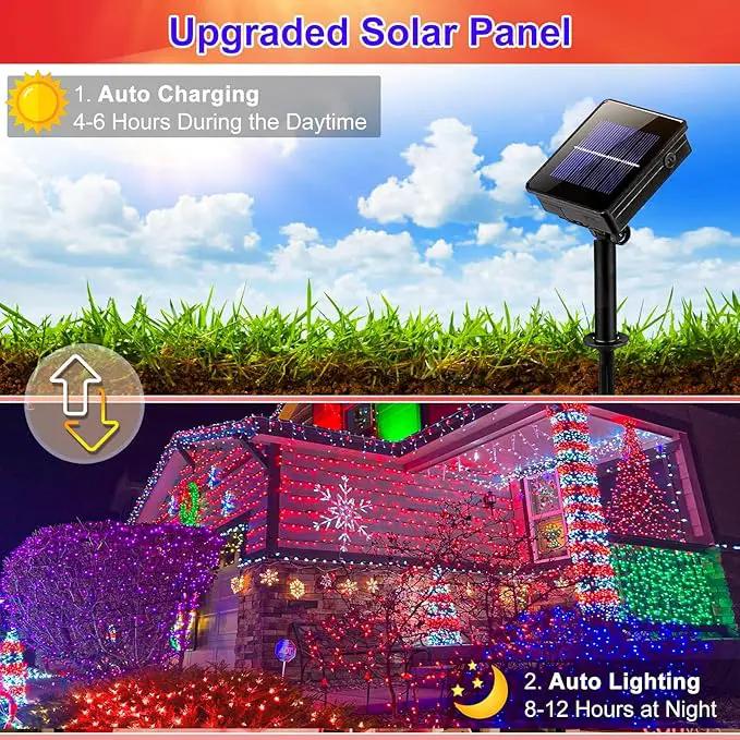 2 Pack Solar String Lights for Outside, Each 79Ft 240 LED Solar Lights Outdoor, 8 Modes Waterproof Solar Powered Fairy Twinkle Light for Backyard Patio Tree Party Garden Decoration, Red by GreenHaven Gardens