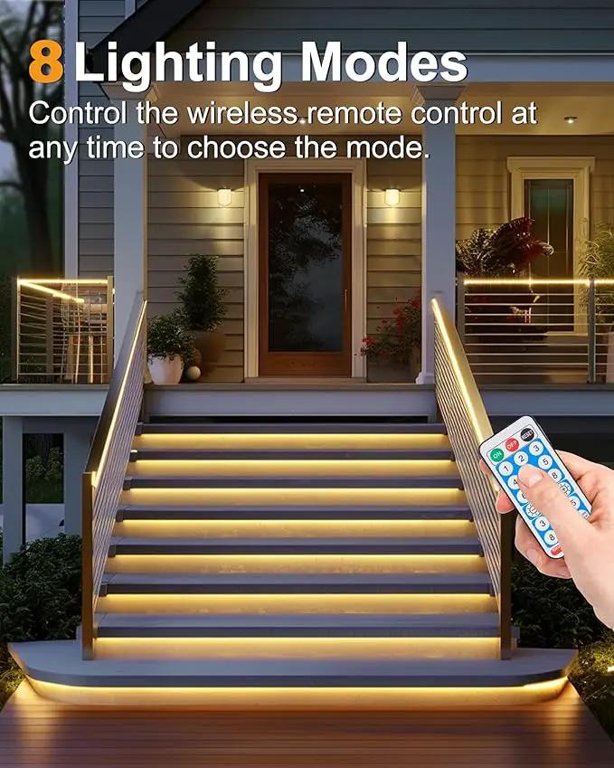 32.8FT 600LED Solar LED Strip Lights Outdoor, Solar Outdoor String Lights, Upgarde Solar Rope Lights with Timer Remote Auto ON/Off for Step, Stair, Deck, Fence, Patio,Yard Decor(Warm White, 32.8 FT) by GreenHaven Gardens