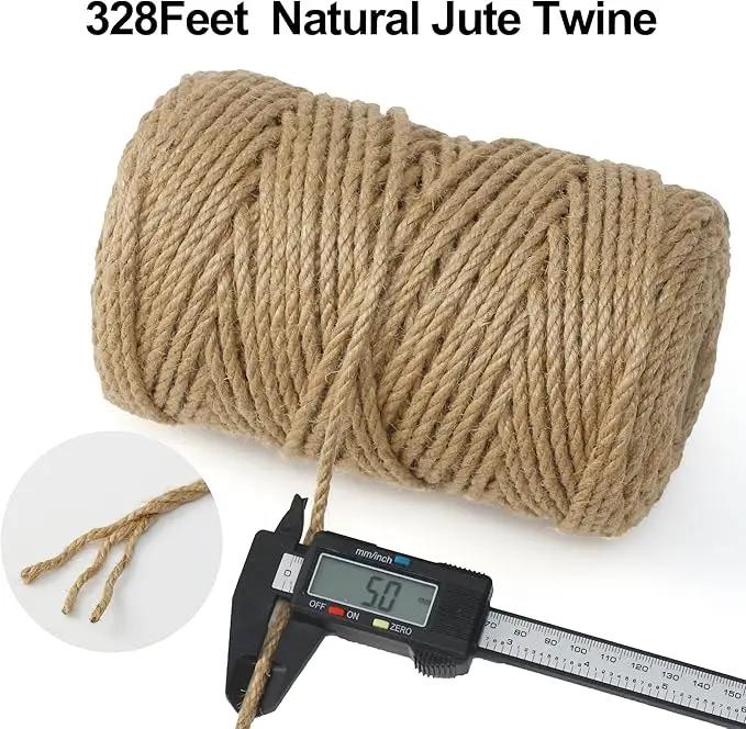 Jute Twine String,328 Feet 5mm Natural Jute Rope,3ply Thin Ribbon Hemp Twine for Gift Wrapping Craft Plant Garden Christmas Handmade Arts Decoration Packing String Home Decor by GreenHaven Gardens