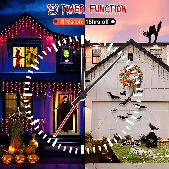 Hezbjiti 400LED Halloween Lights Purple Orange Icicle Lights 32.8FT Halloween String Lights Outdoor Decoration 8 Modes 75 Drops Fairy Lights for Eaves Party Yard Garden Halloween Decor by GreenHaven Gardens