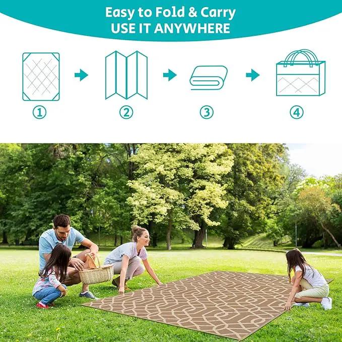 HEBE Outdoor Rug Waterproof 8x10, Reversible Plastic Straw Rug RV Camping Rug, Indoor Outdoor Patio Mat Clearance, Outside Carpet for Porch,Deck,Camper,Balcony,Backyard,Picnic