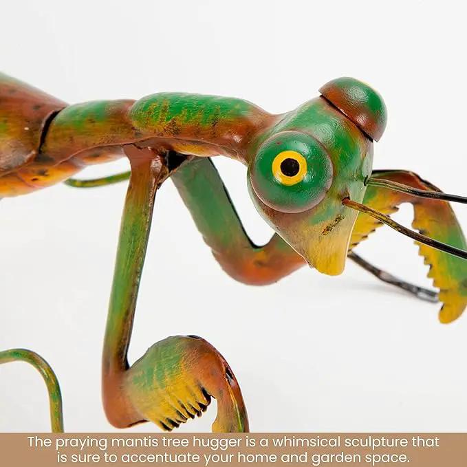Bits and Pieces - Praying Mantis Tree Hanger - Yard Decorations - Whimsical Tree Sculpture - Outdoor Garden Peeker Tree Hugger Yard Art - 12"x 5"x 3½" by GreenHaven Gardens