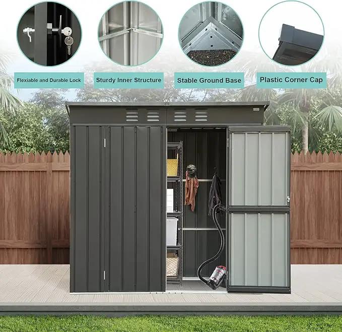 Domi Outdoor Storage Shed 6' x 4', Metal Waterproof Tool Shed Utility Storage House with Double Lockable Doors & Air Vent for Backyard Garden Lawn Patio by GreenHaven Gardens