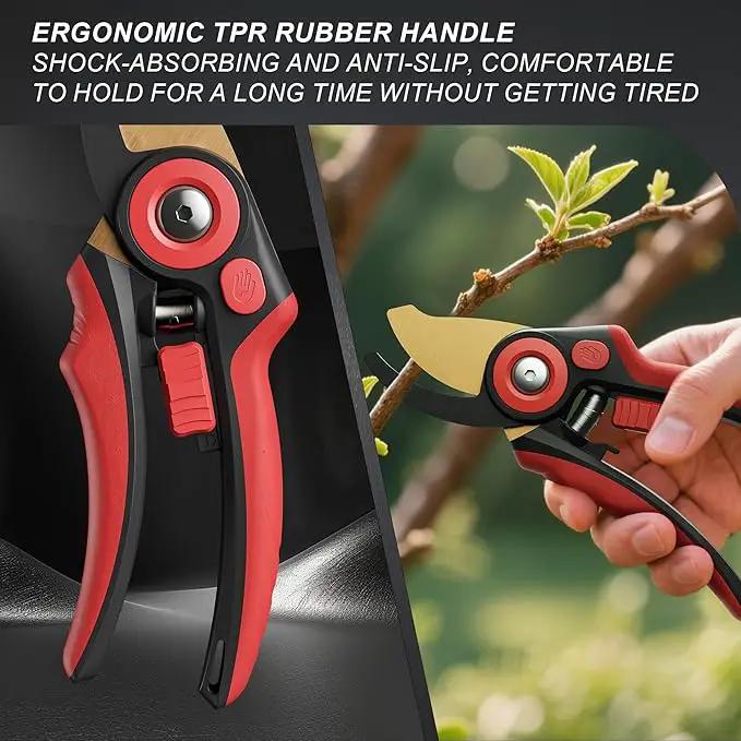 FLORA GUARD Bypass Pruning Shears 8.2" – Ultra Sharp SK5 Steel Blades with Titanium Coating, Ergonomic Rubber Handle Hand Pruners for 3/4" Branch Cutting, Garden Shears for Yard & Fruit Trees by GreenHaven Gardens