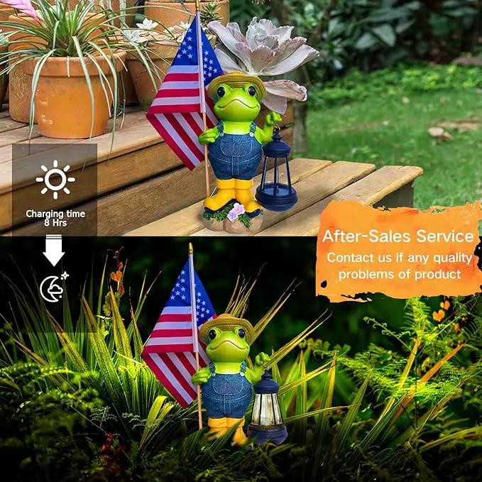 Garden Statues Frog with Solar Lantern, Outdoor Frog Figurine Decorations for Patio Yard Lawn Ornaments, Gifts for Mom/Grandma Birthday Housewarming by GreenHaven Gardens