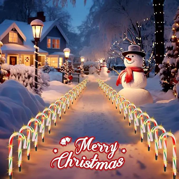 10" Christmas Candy Cane Pathway Lights, Set of 10 Pack Christmas Outdoor Decorations Candy Cane Lights Red & Green by GreenHaven Gardens