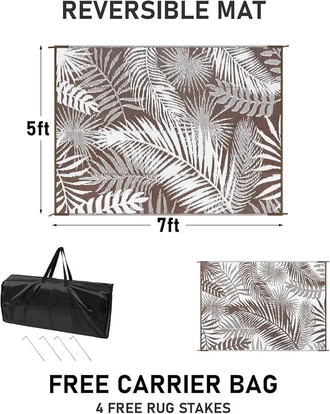 HiiARug Outdoor Rug 5x7Ft Outdoor Plastic Straw Rug Waterproof Outdoor Rugs for Patios Clearance Reversible Patio Mat Outdoor Carpet for Patio Camping Porch Deck RV Camper Backyard by GreenHaven Gardens