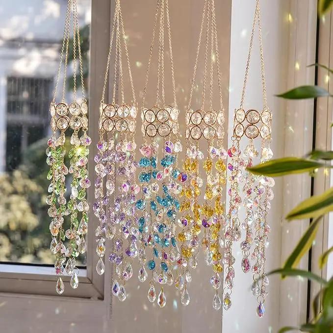 Hanging Window Garden Crystal Sun Catcher, Gold-Plated Sun Catcher for Indoor and Outdoor Decoration, Light Catcher, Party Crystals (Golden) by GreenHaven Gardens