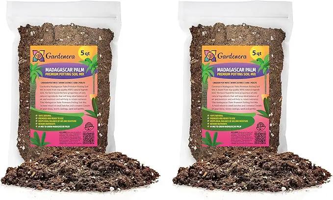 Madagascar Palm Plant Potting Soil - All-Natural Blend for Thriving Palms - Boosts Root Health and Distinctive Elegance - 10 Quart by GreenHaven Gardens