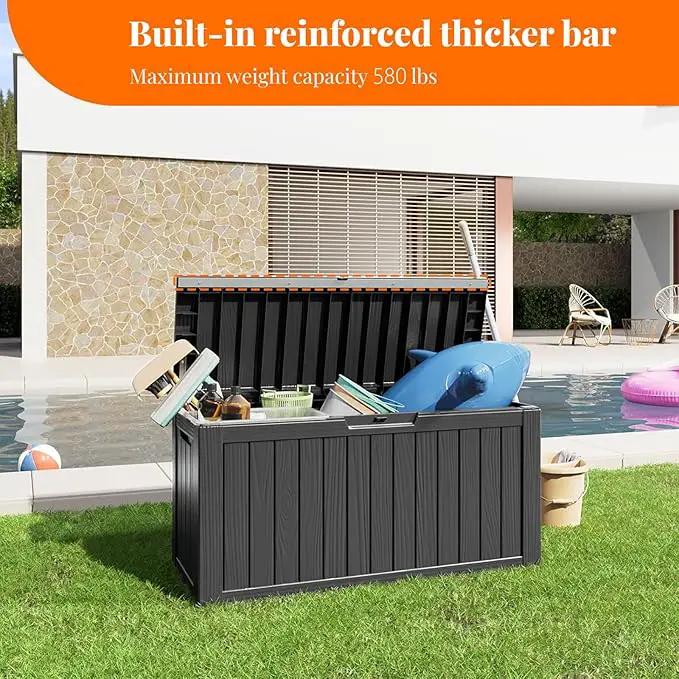 80 Gallon Resin Deck Box, Lockable Patio Outdoor Storage Box for Furniture, Garden Tools and Tools Storage, Waterproof Outside Storage Box - Black by GreenHaven Gardens