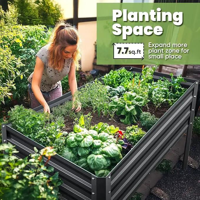 KING BIRD Large Raised Garden Bed with Legs Galvanized Elevated Planter Box 48×24×30 in for Backyard, Patio, Balcony, 400lb Capacity, Dark Grey by GreenHaven Gardens