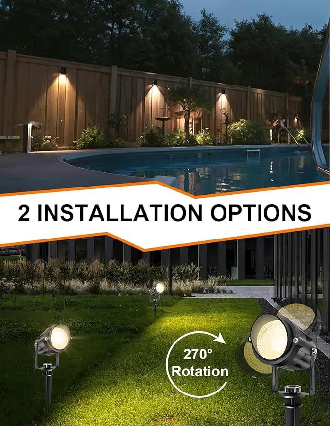 Dusk to Dawn Outdoor LED Spotlight, Outdoor Landscape Lighting with Photocell Sensor, 3000K Warm White Waterproof Spot Lights for Yard Flag Pole House Garden Tree(2 Pack) by GreenHaven Gardens