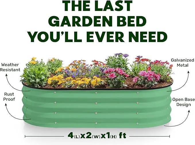 Galvanized Raised Garden Beds Outdoor // 4×2×1 ft (2-Pack) Planter Raised Beds for Gardening, Vegetables, Flowers (Light Green) // Large Metal Garden Box by GreenHaven Gardens