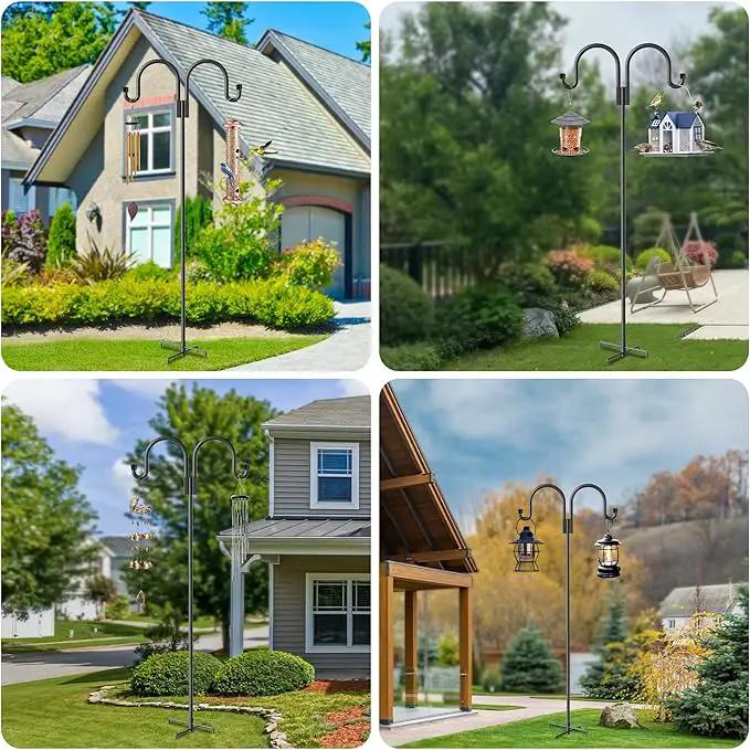 Shepherd Hooks for Outdoor, 2 Pack 95 Inch Bird Feeder Pole with 5 Prongs Base for Hanging Lantern, Hummingbird Feeder, Lightweight Plant, Shepherds Hook for Bird Feeders for Outside by GreenHaven Gardens