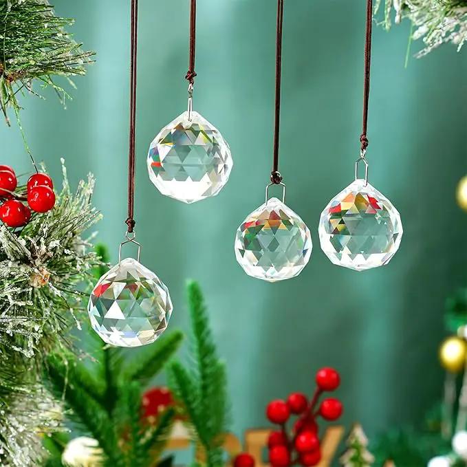 HDCRYSTALGIFTS 4 Pack 40MM Clear Crystal Prism Ball Suncatchers Rainbow Pendants Maker, Hanging Crystals Chandelier Prisms for Windows Home Decoration by GreenHaven Gardens