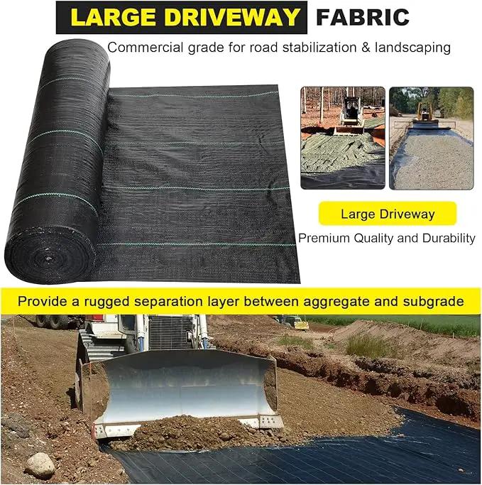 Driveway Fabric - 6.5x330 ft Commercial Weed Barrier - Heavy Duty 3.5OZ French Drain Fabric for Erosion Control and Landscape Projects by GreenHaven Gardens