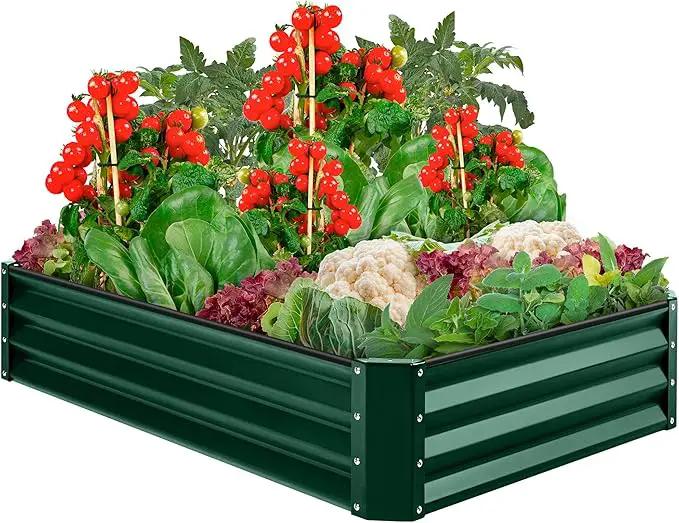 Best Choice Products 6x3x1ft Outdoor Metal Raised Garden Bed Box Vegetable Planter for Vegetables, Flowers, Herbs, and Succulents - Dark Green by GreenHaven Gardens