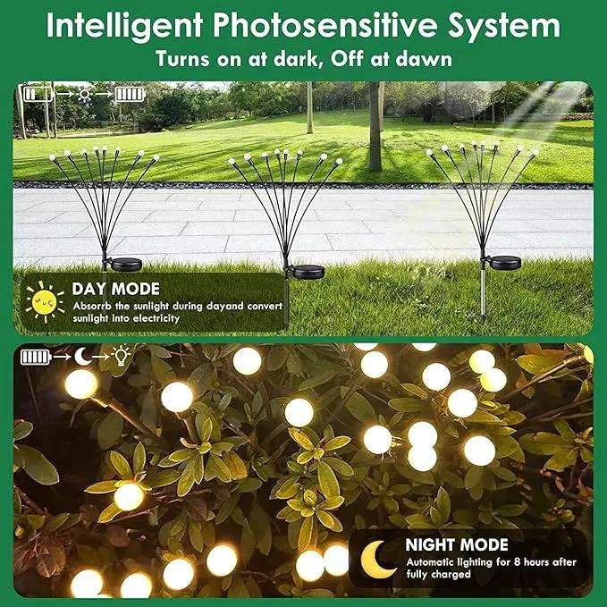 2025 Solar Lights Outdoor Waterproof, 4 Pack Solar Garden Lights, Solar Firefly Lights Outdoor Waterproof, Solar Twinkle Swaying Fairy Light for Pathway Yard Garden Christmas Decorations (Warm White) by GreenHaven Gardens