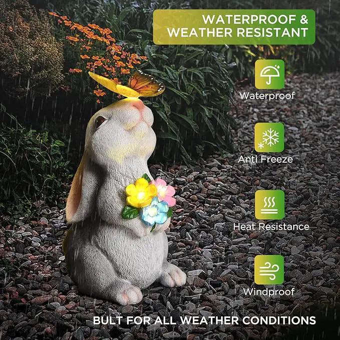 SIX FOXES Solar Garden Rabbit Statues Light - Easter Bunny Decor for Garden, Lawn, Patio, Balcony, Yard Ornament, Gifts for Kids, Women, Mom by GreenHaven Gardens