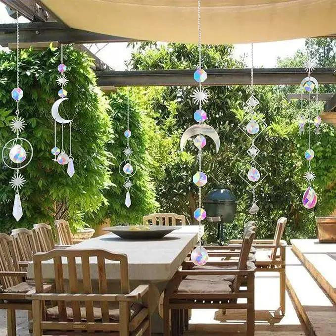 6Pieces Crystal Suncatchers for Window Hanging Sun Catcher with Chain Rainbow Maker Crystal Prisms Decor for Home Garden Party Wedding Ornament Gift Mother Daughter by GreenHaven Gardens