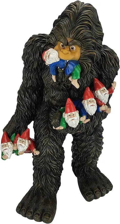 GlitZGlam Large Miniature Bigfoot and Gnomes for Fairy Garden. A Large Gnome Figurine (13 inch High) and Fairy Garden Accessory by GreenHaven Gardens