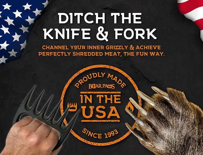 Bear Paws Meat Claws - The Original Meat Shredder Claws for Pulled Pork, USA Made - Easily Lift, Shred, Pull and Serve Pork, Chicken, Brisket and Turkey - Gift for Dad on Father's Day! (Black) by GreenHaven Gardens