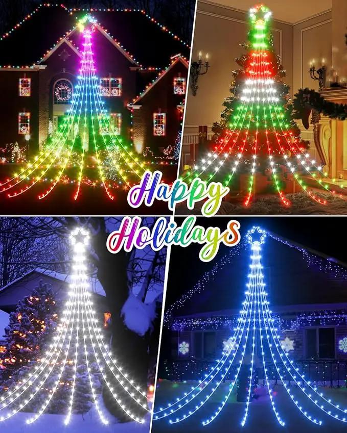 23FT Outdoor Decorations Waterfall String Lights for Valentines, Smart Romantic RGB Led Star Tree Lights DIY Preset Scenes App Remote Control Large Unique Yard Lights for Outside Patio Home by GreenHaven Gardens