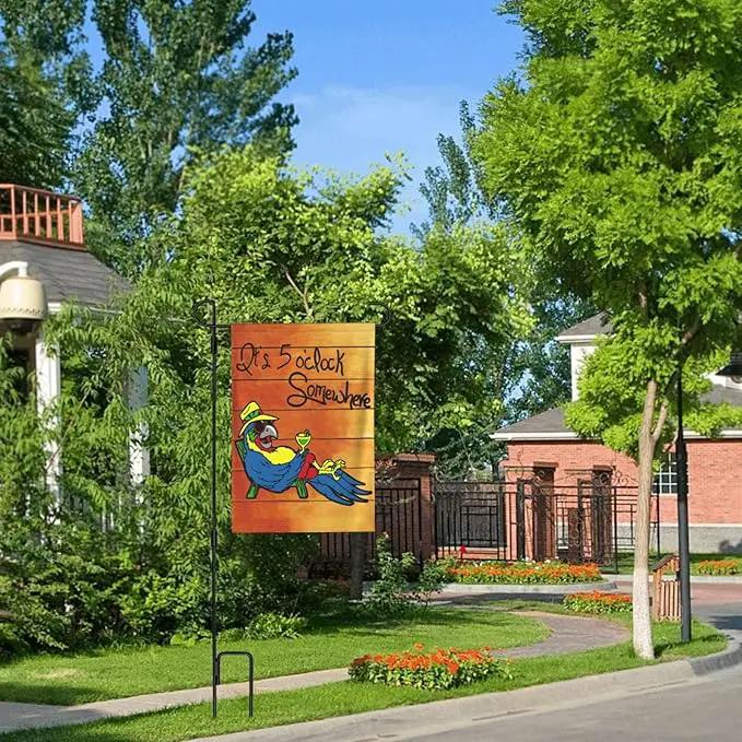 It's 5 O'Clock Somewhere Garden Flag 12x18 Inch Outdoor Decoration Banner Spring Summer Tropical Beach House Flags Yard Farmhouse Garden Deco Indoor Sign, Colour 1 by GreenHaven Gardens