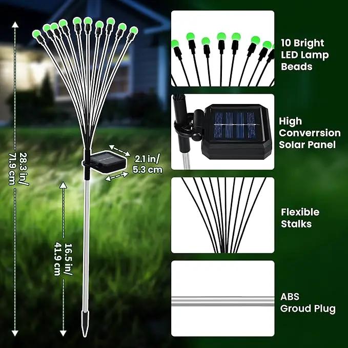 Solar Garden Lights,Solar Firefly Lights for Outdoor,Waterproof Garden Decor for Yard Patio Pathway Lawn, Green by GreenHaven Gardens