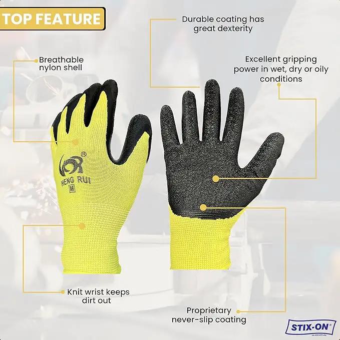 10 OR 20 Pairs Work Gloves–Heavy Duty Rubber Coated Safety Work Gloves–Multipurpose Gloves by GreenHaven Gardens