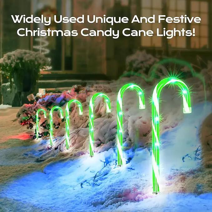 Christmas Candy Cane Lights 12Pcs Christmas Pathway Lights with 72 Count Incandescent Green Lights, Connectable 12 Inch Pathway Makers Lights for Indoor Outdoor Walkway Patio Yard Lawn Decorations by GreenHaven Gardens