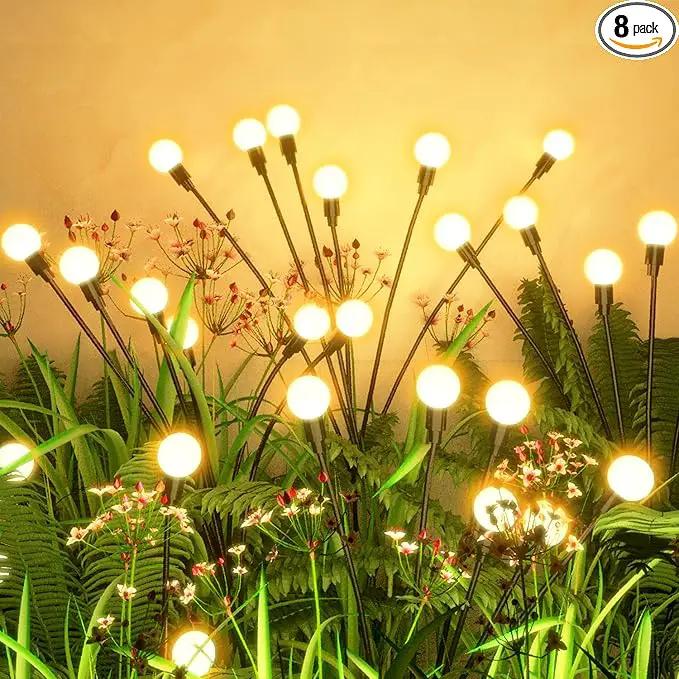 Upgraded Solar Garden Lights, 8 Pack - Waterproof Outdoor Lights for Yard, Patio Decor - Warm White Firefly Lights by GreenHaven Gardens