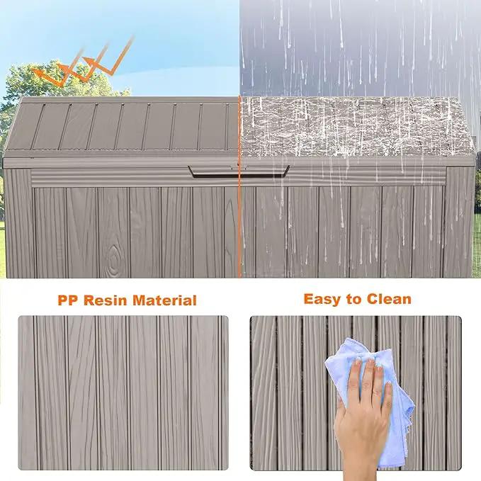 75 Gallon Resin Deck Box, Lockable Patio Outdoor Storage Box for Furniture, Garden Tools and Tools Storage, Waterproof Outside Storage Boxes - Grey by GreenHaven Gardens