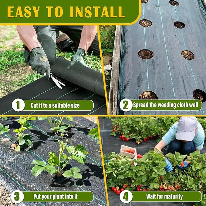 KAKO 4 x 300Ft Weed Barrier Fabric Heavy Duty, Weed Barrier Landscape Fabric, Garden Fabric Weed Barrier, Garden Weed Barrier Fabric Weed Cloth for Garden Fabric, Landscaping Fabric, Driveway Fabric by GreenHaven Gardens