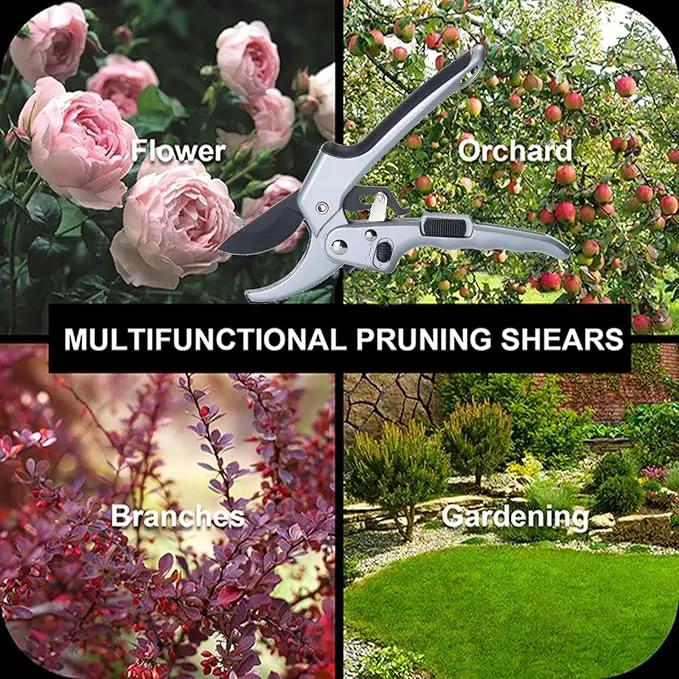 Garden clippers, premium Germany pruners, Work 3 times easier, professional ratchet pruning shears, cutting rose, flower, hedge, stem, tree, Sharp gardening scissors, Arthritis weak hand snips by GreenHaven Gardens