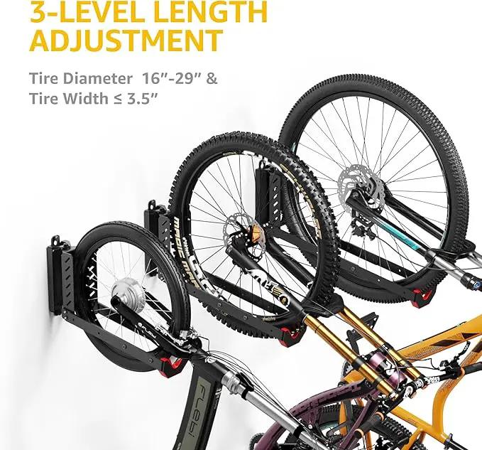 monTEK Swivel Bike Wall Mount, No Heavy Lifting Required Bike Wall Mount, Bike Hangers for Garage, Space-Saving Bike Rack Garage, Easy to Load and Unload, Bike Hanger Can Hold Up to 77 lbs, 4 Pack by GreenHaven Gardens