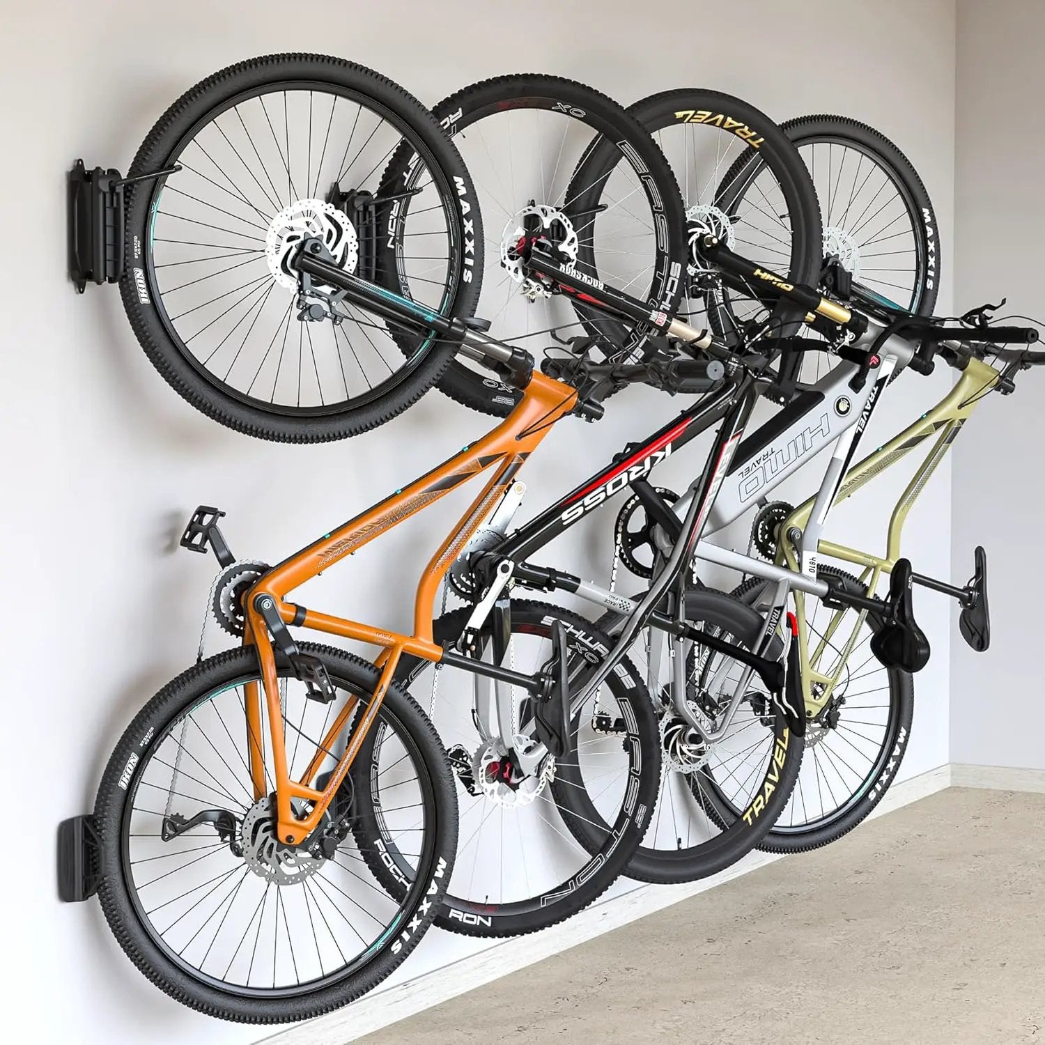 monTEK Swivel Bike Wall Mount, Bike Hangers for Garage, Space-Saving Vertical Bike Rack, Sturdy Bike Storage Rack Holds Up to 66lbs, Easy to Install, 4 Pack by GreenHaven Gardens