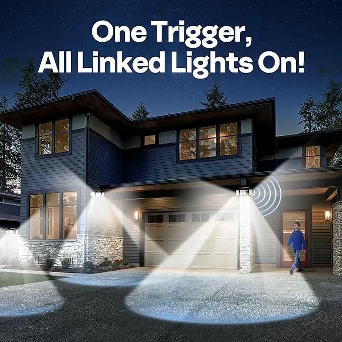 VIVOHOME Linkable Solar Flood Lights Outdoor, 2 Adjustable Motion Sensors Security Lights with 3 Heads, 2500LM, IP65 Waterproof, Solar Powered for Outside, Yard, Porch, Patio by GreenHaven Gardens