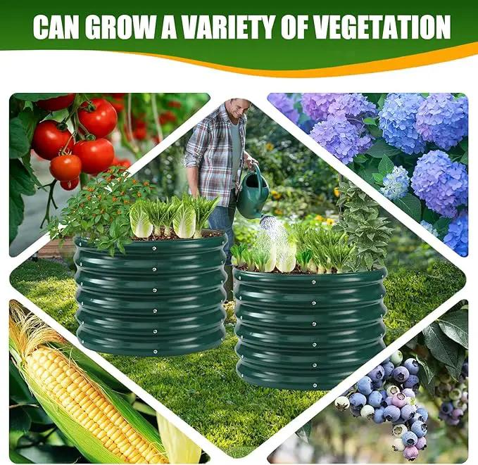 17" Tall Elevated Round Metal Rised Garden Bed- 2'x2' in Size and 0.8MM Thick Durable Planter Box for Vegetables Flowers Succulent at Patio/Garden Outdoor (Dark Green, 2FT Diameter) by GreenHaven Gardens