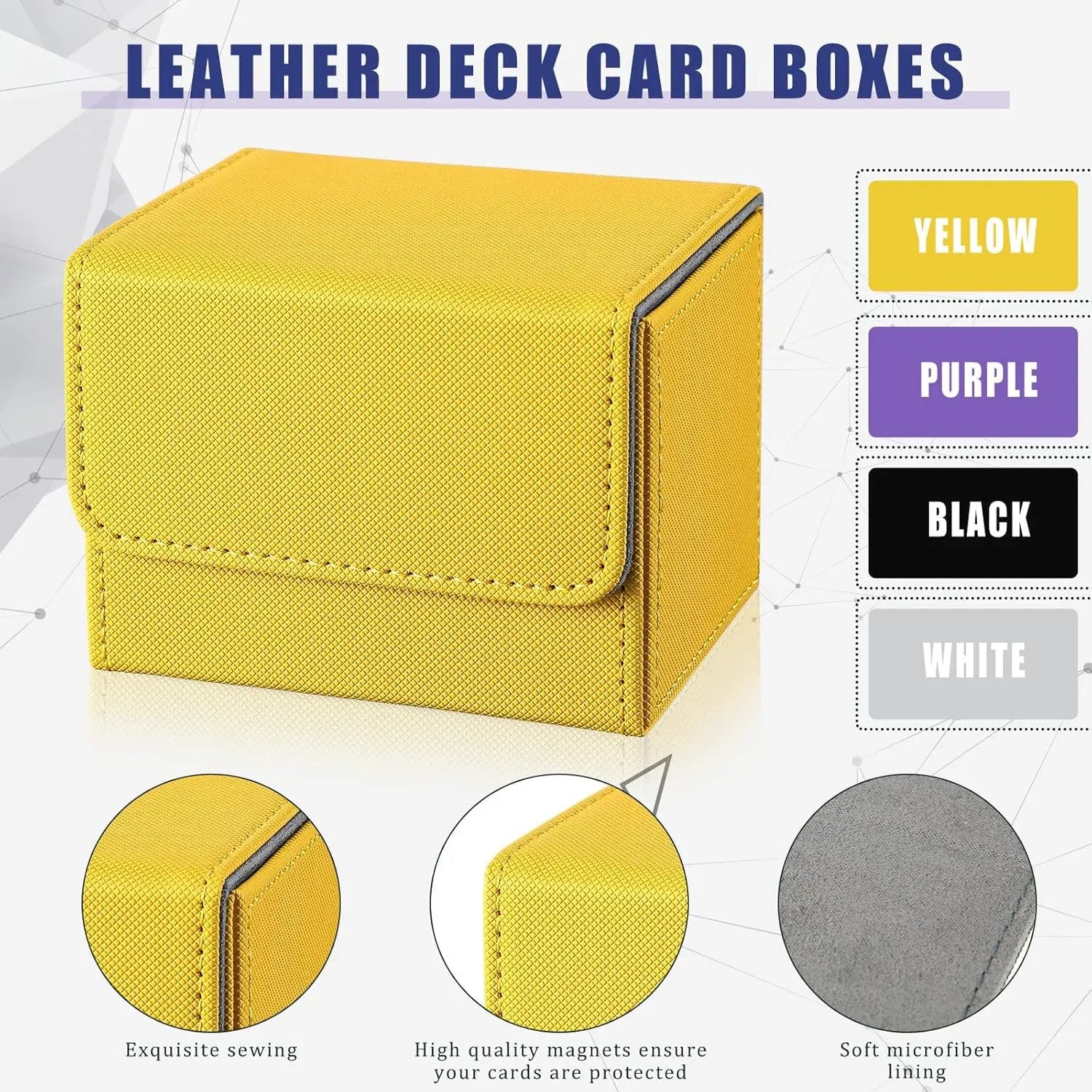 Yookeer 4 Pieces Leather Deck Card Boxes Cards Deck Game Box for Collectible Playing Card Box Compatible with MTG Commander(Black, Purple, Yellow, White,Horizontal) by GreenHaven Gardens