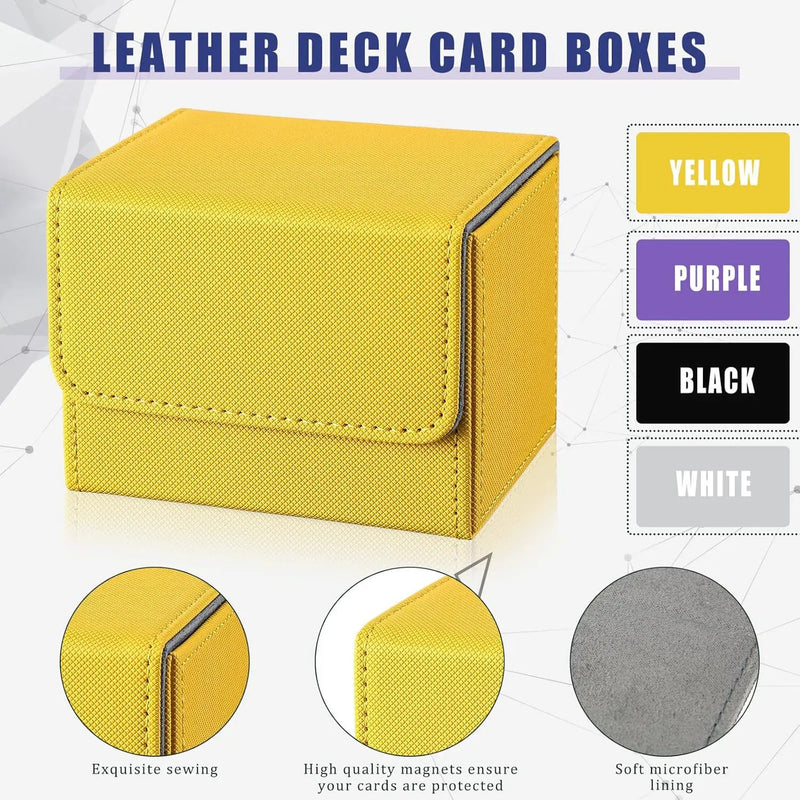 Yookeer 4 Pieces Leather Deck Card Boxes Cards Deck Game Box for Collectible Playing Card Box Compatible with MTG Commander(Black, Purple, Yellow, White,Horizontal) by GreenHaven Gardens