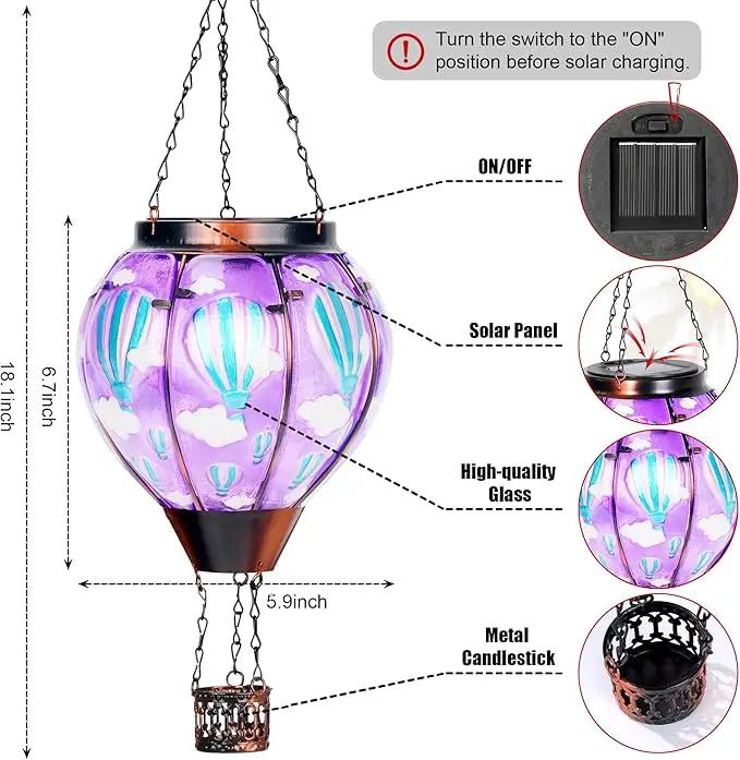 Solar Lantern Outdoor Waterproof, Hanging for Backyard Porch Patio Lawn Pathway Decor, Yard Decorations, Hot Air Balloon Garden Gifts, Cardinal-2, Sol-Purpl-Us2 by GreenHaven Gardens